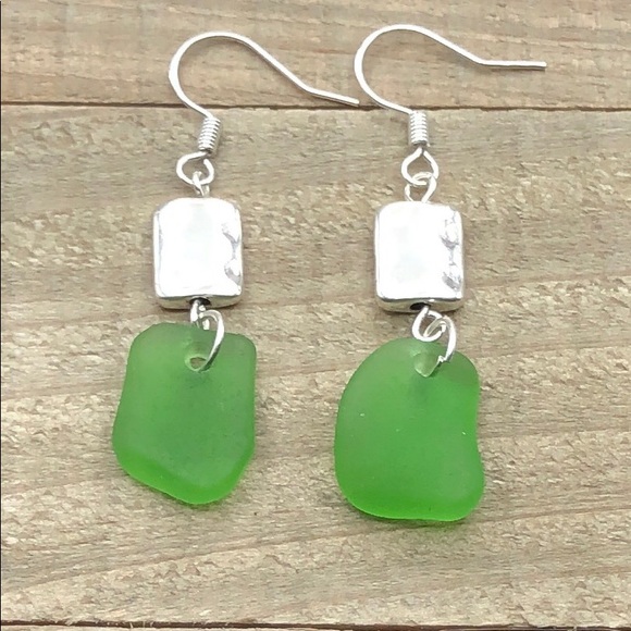 Hand Crafted Jewelry - Sea Glass Beaded Earrings| Genuine Seaglass | Beach Jewelry Drop Earrings Gift
